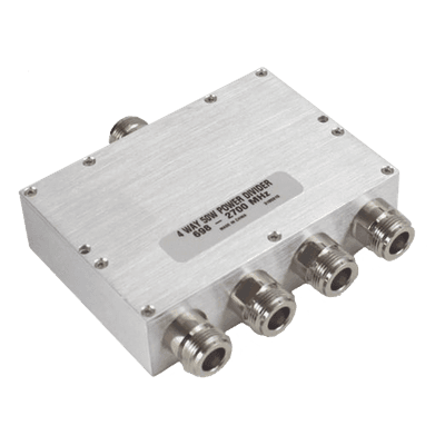 Divisor de Potencia Wilkinson / 4 Vías / 698-2700 MHz / 50 W / Conectores N / Aislamiento 20 dB D4-75FN MICROLAB