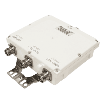 Triplexor / 3 Canales / 250W / -161 dBc PIM / 4.3-10 IP67 / LTE-700+SMR 800+GSM-850 / PCS+AWS+WCS+BRS BK-421E MICROLAB