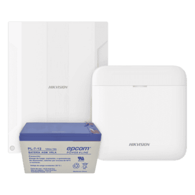 Kit de Alarma Inalámbrica / Conversión de 16 Zonas Cableadas / Comunicación 3G/4G Dual SIM / 48 Zonas Totales / Batería de Respaldo 12V 7Ah / Cifrado AES-128 DSPWA48KS/EXP HIKVISION