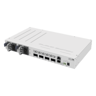 Conmutador / 4 Puertos QSFP28 100G / Chip Marvell DX4310 / 25W / Fuentes Intercambiables en Caliente CRS504-4XQ-IN MIKROTIK