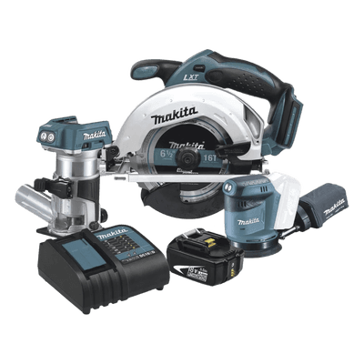 Kit de Carpintería Inalámbrico / Sierra Circular 3,700 RPM / Router / Lijadora Orbital / 3.5 kg / 2.50 m/s² Vibración DLX3165ST MAKITA