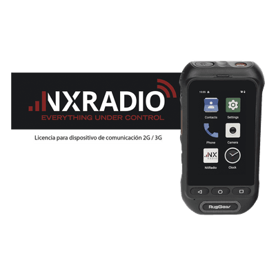 Kit Radio PTT / Android 10 Go / IP68 / MIL-STD 810H / Altavoz 105 dB / Batería 3000 mAh / 12 Meses Servicio RG360-KIT NXRADIO