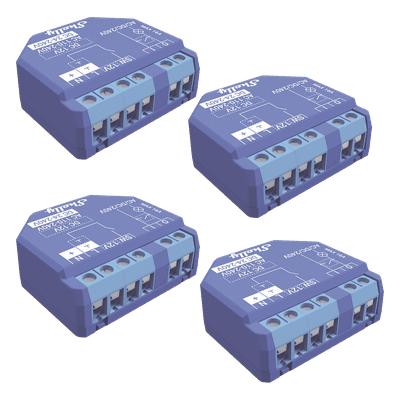 Kit de relevadores inalámbricos inteligentes / 16A / 110-230V AC / 12-48V DC / WiFi 2.4GHz + Bluetooth / 4 piezas / 1.34x1.42x0.63 pulgadas SHELLYPLUS1K4 SHELLY