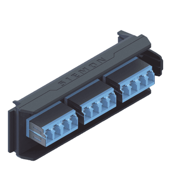 Placa Acopladora / 6 Conectores Dúplex LC/UPC Shuttered / 12 Fibras Monomodo / Diseño Compacto LVA12-LSU-BC-A SIEMON