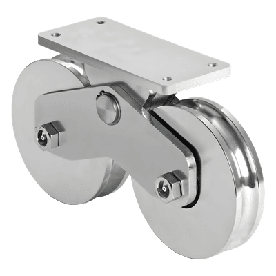 Rueda Doble para Puerta Corrediza / 12 cm / Carga 1200 kg / Canal U Semiredondo / Acero Galvanizado 1151-5641-001 COMUNELLO