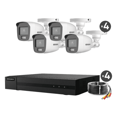 Kit de Videovigilancia TurboHD / DVR 4 Canales / 4 Cámaras Bala 2 MP / ColorVu 20 m (65.6 ft) / Audio por Coaxitron / 5 Tecnologías / HDMI+VGA Simultáneo