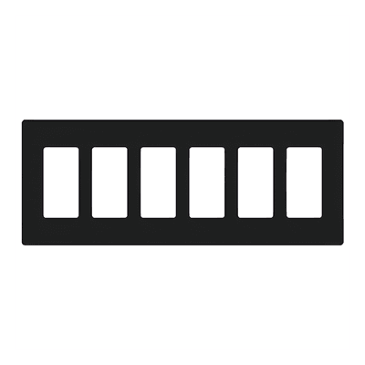 Placa de pared / 6 espacios / 12.00 x 4.69 x 0.30 in / Sin tornillos / Acabado Midnight satinado SC6MN LUTRON ELECTRONICS