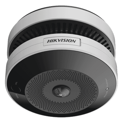 Cámara Fisheye IP / 4 Megapixel / Detector de Humo y Temperatura / IR 15 m (49.2 ft) / WDR 120 dB / Alarma 85 dB / PoE / MicroSD 128 GB