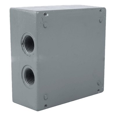 Caja Condulet Cuadrada / 4 Bocas 3/4" (19.05 mm) / Aluminio Diecast / IK09 / Intemperie