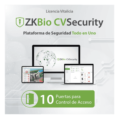 Licencia de Software / Control de Acceso / 10 Puertas / Biométrico Green Label / Vitalicia ZKCVACP10 ZKTECO