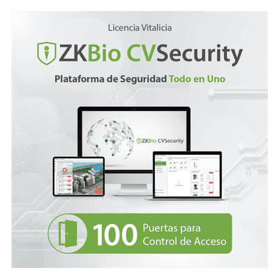 Licencia de Software / Gestión de 100 Puertas / Control de Acceso / Compatible con InBio Pro y Biométricos ZKTeco ZKCVACP100 ZKTECO