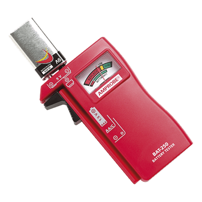 Probador de Baterías / 9 Vcc / 1.5 Vcc / AA-AAA-C-D / Aguja Analógica / Indicador por Color BAT-250 AMPROBE
