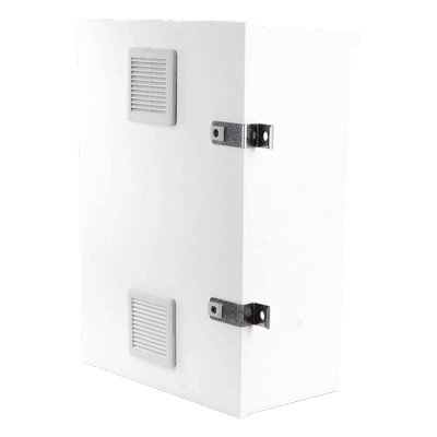 Gabinete para instalación de 2 Baterías PL110D12, Fabricado en Lámina Galvanizada, Accesorios para piso o poste (No incluidos) EI-PCB-04-07-03-W3V EPCOM INDUSTRIAL