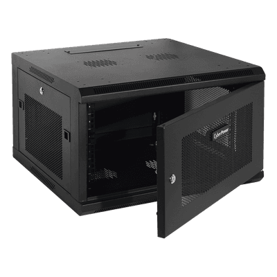 Gabinete de Pared 6UR / 600x372x600 mm (23.6x14.6x23.6 in) / Puerta Perforada Hexagonal / Carga 60 kg / Profundidad Ajustable 562 mm CR6U61001 CYBERPOWER