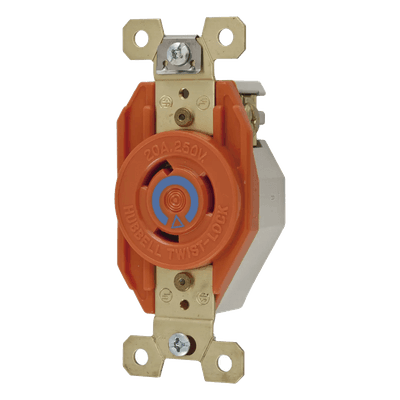 Receptáculo Sencillo de Media Vuelta / 20 A 250 V CA / 2 Polos 3 Hilos / Nema L6-20R / 3.28" x 1.70" x 1.24" (83.3 x 43.2 x 31.5 mm) HUB-IG23-20 HUBBELL