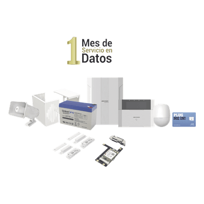 Kit Panel de Alarma Híbrido / 64 Zonas / Comunicación 3G/4G / Sirena 118 dB / PIR 18 m (59.1 ft) / Teclado LCD con Lector de Tags DS-PHA64-LP/GSM HIKVISION
