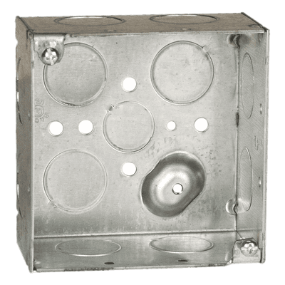 Caja Cuadrada Galvanizada / 4 x 4 in / Profundidad 2.425 in / 11 Entradas / 30.3 in³ / Resistente al Fuego HUB-231 RACO