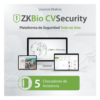 Licencia de Software / Administración de 5 Dispositivos / Tiempo y Asistencia / Control de Acceso / Paneles InBio e InBioPro ZKCVTAP5 ZKTECO