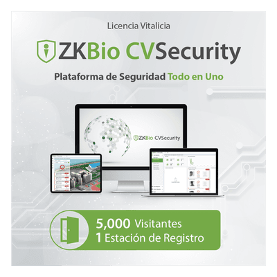 Licencia de software / Gestión de 5,000 visitantes mensuales / 1 estación de registro / Compatible con PDS-3000 / Reemplazo ZKCVLICRE ZKCVVISP15K ZKTECO