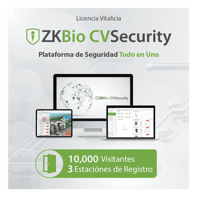 Licencia de Software / Gestión de 10,000 Visitantes Mensuales / 3 Estaciones de Registro / Compatible con PDS-3000 ZKCVVISP31W ZKTECO