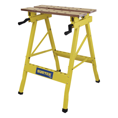 Banco de trabajo portátil / Capacidad 100 kg / Base inclinable / Acero resistente / 60.5 cm ancho / 1.98 ft altura SYS-BT600 SURTEK