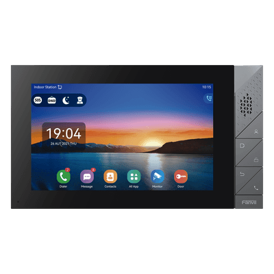 Monitor IP/SIP / Pantalla Táctil 7" / Android 9.0 / Wi-Fi Dual Band / Bluetooth 5.0 / PoE / 8 Entradas de Alarma
