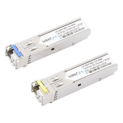 Transceptor Óptico SFP Bidireccional / 1.25 Gbps / Monomodo 1310/1550 nm / Alcance 40 km (131233.6 ft) / LC/UPC Simplex / DDM / Hot-Pluggable / 2 Piezas