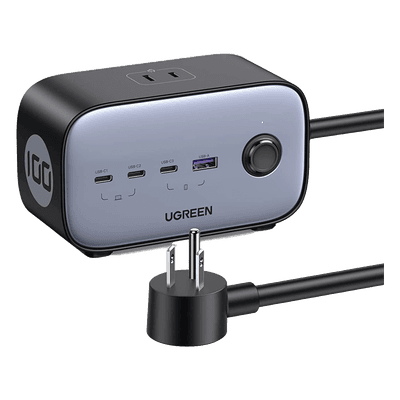 Cargador de Escritorio y Tomacorriente Múltiple | 3 Puertos USB-C | 1 Puertos USB-A | 3 Tomacorriente de CA | Tecnología GaN II | 1 USB 100W PD | Carga Rápida | Diseño Innovador en Forma de Cubo | Interruptor de Apagado. 40896 UGREEN