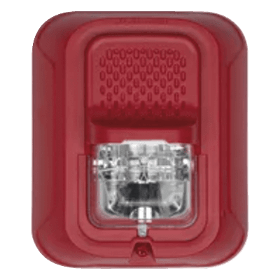 Bocina con Estrobo para Pared / 7 Niveles de Candela Seleccionables / 25.0 o 70.7 VRMS / 400-4,000 Hz / UL 1480 y UL 1971 / Carcasa Roja Sin Impresión