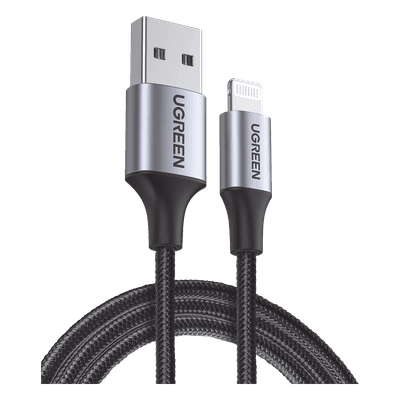 Cable USB-A a Lightning / 1 m (3.28 ft) / Certificado MFi / Carga 5V/2.4A / 480 Mbps / Conector C94 / Nylon Trenzado / Aluminio
