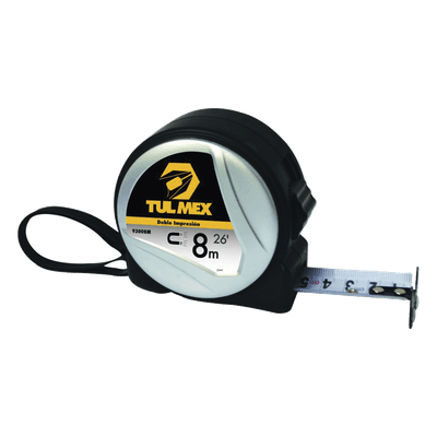 Flexómetro Magnético / 8 m (26.2 ft) / Cinta 0.11 mm / Doble Graduación / ABS Termorresistente / Agarre Soft Touch 93008M TULMEX