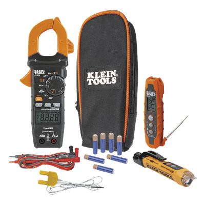 Kit Prueba HVAC / Multímetro Gancho TRMS / Termómetro Dual IR -40 a 300 °C / Detector NCVT 12-1000V CA / Ciclo Servicio / Linterna CL320KIT KLEIN TOOLS