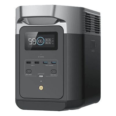 Estación de Energía Portátil Delta 2 1024Wh Litio LFP / 6 AC 1800 W (Max. 2200W) / 2 USB-C 100W / Capacidad para Aumentar Respaldo / Cargador de Coche 10A a 12.6V / Conectividad WiFi y Bluetooth (App) / Carga Solar 500W Max. EFD-330 ECOFLOW