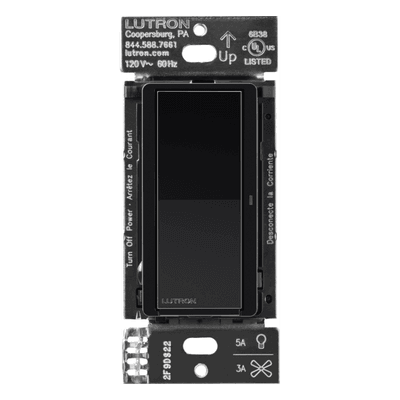 Interruptor Inteligente de Pared / On/Off No Regulable / 120 V / 5 A LED / 600 W Incandescente / 3 A Ventiladores / Control Pico y Smart Hub / Negro DVRF5NSBL LUTRON CASETA WIRELESS