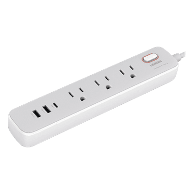 Regleta de Alimentación / 30W USB-C PD GaN / 2 USB-A + 1 USB-C / 3 Salidas AC Tipo B / Protección Sobretensiones / Cable 2 m (6.6 ft) 14 AWG 15461 UGREEN