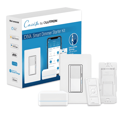 Kit de Inicio Smart Home / Atenuador Sin Neutro 150 W LED / 600 W Incandescente / Hub y Control Remoto / Compatible Apple HomeKit DVRFBDG1D LUTRON CASETA WIRELESS
