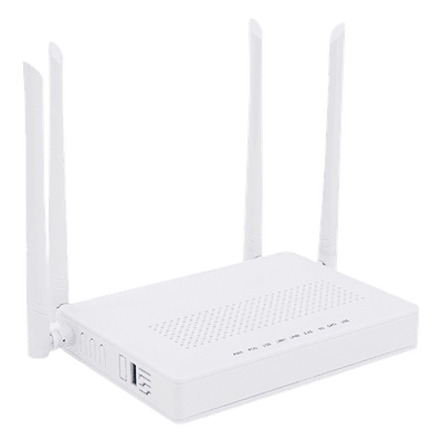 ONU Dual PON / Wi-Fi Doble Banda AC1200 / 2 Puertos Gigabit / Puerto CATV con AGC / 4 Antenas de Alta Ganancia / Gestión Remota OLT
