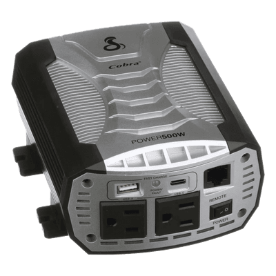 Inversor de Potencia / 500W Continuos / 1000W Pico / 2 Salidas AC GFCI / USB-A y USB-C Carga Rápida / Protección Pentagon / 12V DC a 115V AC CPI500W COBRA