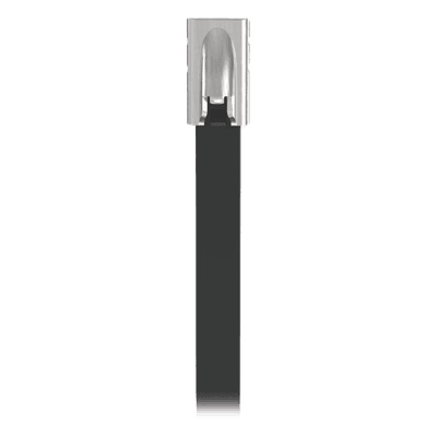 Cincho de Acero Inoxidable 316 / 521 mm (20.5 in) x 4.6 mm / Recubrimiento de Poliéster Negro / Resistente a UV / Exterior / Paquete 100 pz MLTFC6S-CP316 PANDUIT