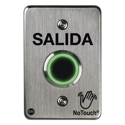 Botón de Salida NoTouch / IR Sin Contacto / Acero Inoxidable 304 / Tiempo Ajustable 0.5-20 s / Contacto Seco C / LED Bicolor