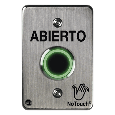 Interruptor IR NoTouch / Acero Inoxidable 304 Grado Médico / Contacto Seco Forma C / 4.5" x 4.5" x 0.26" (11.4 cm x 11.4 cm x 6.6 mm) NT-SS102-ES STI