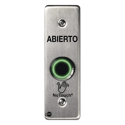 Botón de Salida NoTouch / Sensor IR / Acero Inoxidable 304 / Contacto Seco / LED Dual / Montaje Delgado 0.26" NT-SS002-ES STI