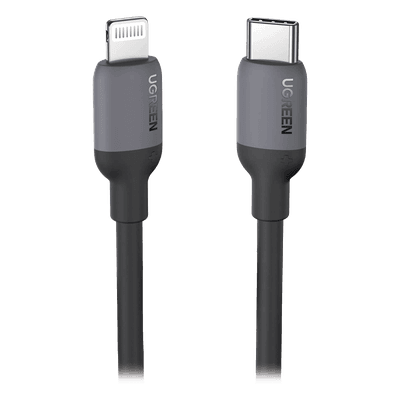 Cable USB-C a Lightning / Certificado MFi / 1 Metro (3.3 Pies) / Carga Rápida PD 20W / Sincronización 480 Mbps / Silicona y TPE / Negro 20304 UGREEN