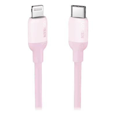 Cable USB-C a Lightning / Certificado MFi / 1 m (3.3 ft) / Carga Rápida PD 20W / Sincronización 480 Mbps / Silicona y TPE / Rosa 60625 UGREEN