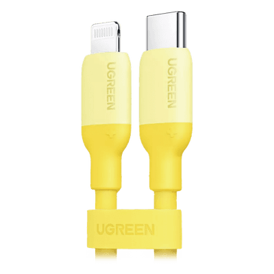 Cable USB-C a Lightning / Certificado MFi / 1 Metro (3.3 Pies) / Carga Rápida PD 20W / Sincronización 480 Mbps / Silicona y TPE / Amarillo 90226 UGREEN