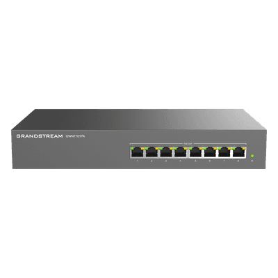 Switch PoE+ Gigabit No Administrable / 8 puertos 10/100/1000 Mbps / 8 puertos PoE+ / 145W / 16 Gbps / 9KB Jumbo Frame GWN7701PA GRANDSTREAM