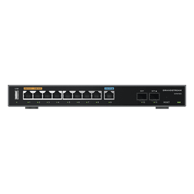 Router Gigabit VPN / Balanceador de cargas / 60,000 sesiones NAT / 9 puertos RJ45 Gigabit + 2 puertos SFP / PoE entrada y salida / Compatible con GWN Cloud GWN7003 GRANDSTREAM