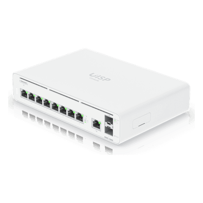 Consola Gateway-Switch / 8 Puertos LAN GbE RJ45 / 2 Puertos SFP+ 10G / Router WAN 1GbE / Rendimiento 8,500 Mbps / SSD 128 GB / Montaje Rack 1U UISP-CONSOLE UBIQUITI