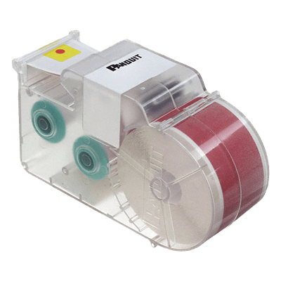 Casete de Etiquetas de Vinilo de Cinta Continua / Blanco Sobre Rojo / 25.4 mm x 7.6 m (24.93 Pies) / Interior/Exterior T100X000VWC-WH PANDUIT