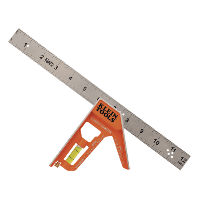 Escuadra Especial / 12 Pulgadas / Bordes 45° y 90° / Regla Magnética / Ranura en V para Tubo Conduit / Plantilla 3 Pasos 935CSEL KLEIN TOOLS